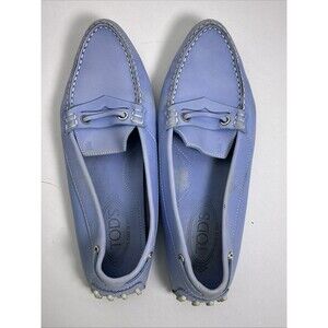 Tod’s light blue leather penny loafers Contrast Stitching Women’s Sz 9 Non Slip